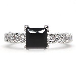 Black Princess 18K Gold Dipped Topaz Engagement Ri